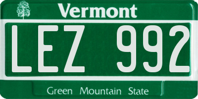 VT license plate LEZ992