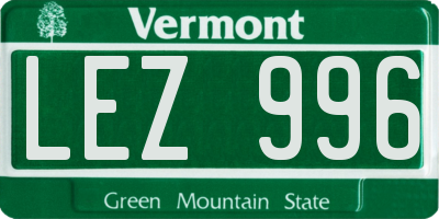 VT license plate LEZ996