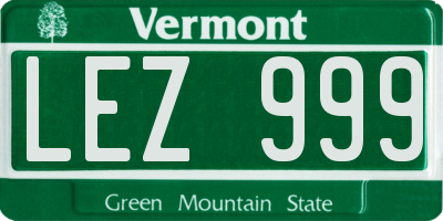VT license plate LEZ999