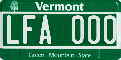 VT license plate LFA000
