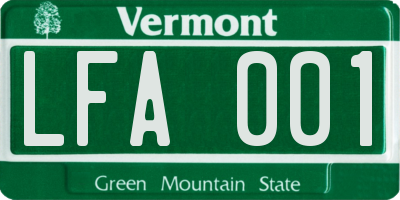 VT license plate LFA001