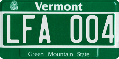VT license plate LFA004