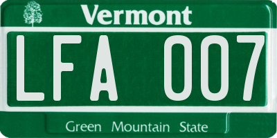VT license plate LFA007