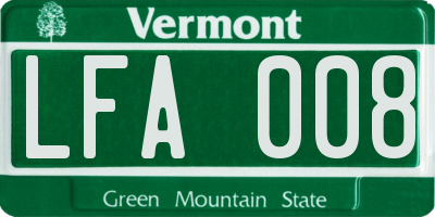 VT license plate LFA008