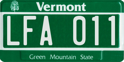 VT license plate LFA011