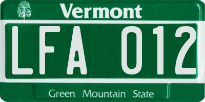 VT license plate LFA012