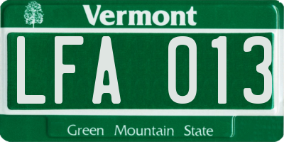 VT license plate LFA013
