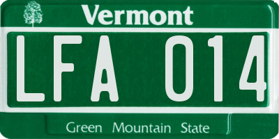 VT license plate LFA014