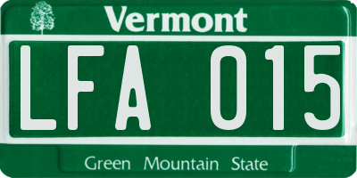 VT license plate LFA015