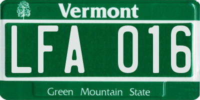 VT license plate LFA016