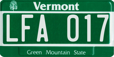 VT license plate LFA017