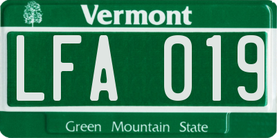 VT license plate LFA019