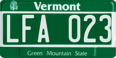 VT license plate LFA023