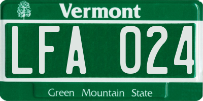 VT license plate LFA024