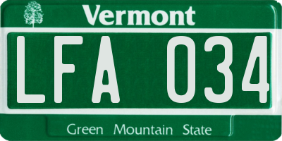 VT license plate LFA034
