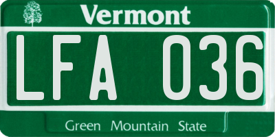 VT license plate LFA036