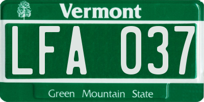 VT license plate LFA037