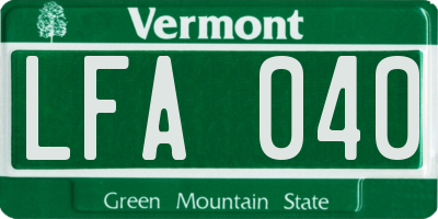 VT license plate LFA040