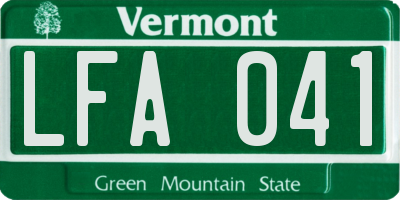 VT license plate LFA041