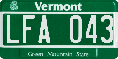 VT license plate LFA043