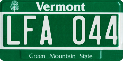 VT license plate LFA044