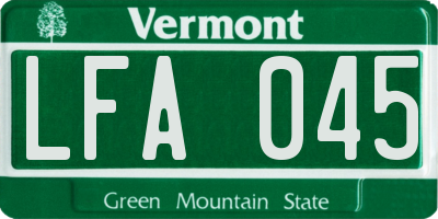 VT license plate LFA045