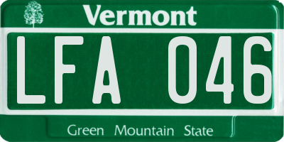 VT license plate LFA046