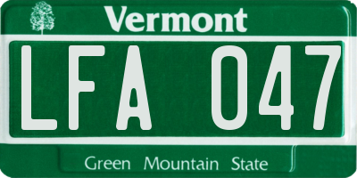 VT license plate LFA047