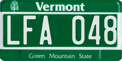 VT license plate LFA048