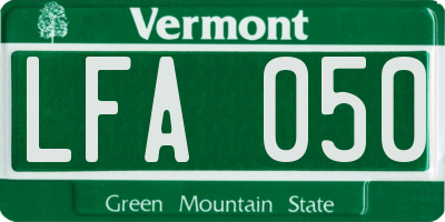 VT license plate LFA050