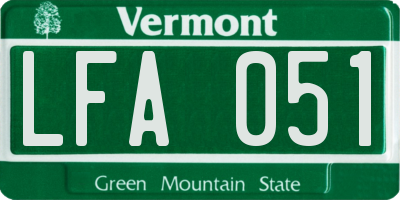 VT license plate LFA051