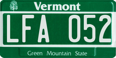 VT license plate LFA052