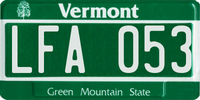 VT license plate LFA053