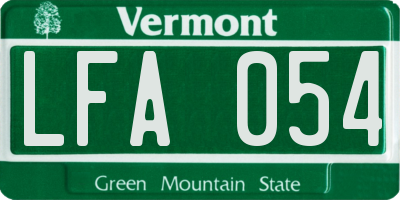 VT license plate LFA054