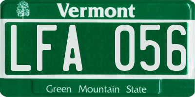 VT license plate LFA056