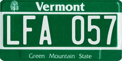 VT license plate LFA057