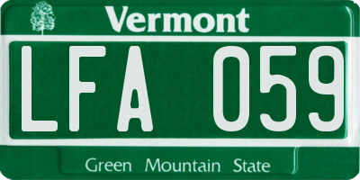 VT license plate LFA059