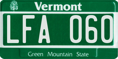 VT license plate LFA060
