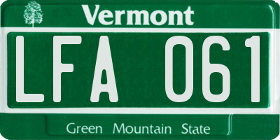 VT license plate LFA061