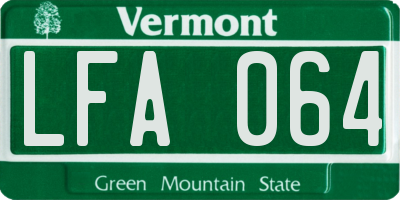 VT license plate LFA064