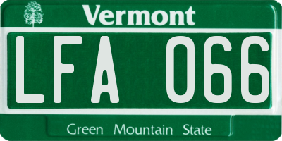 VT license plate LFA066