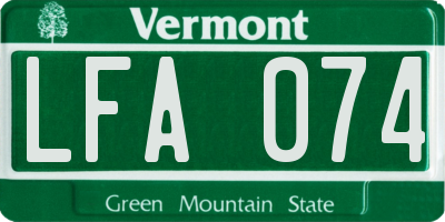 VT license plate LFA074