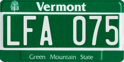 VT license plate LFA075