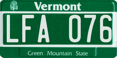 VT license plate LFA076