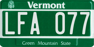 VT license plate LFA077