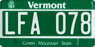 VT license plate LFA078