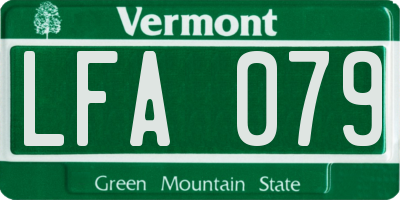 VT license plate LFA079