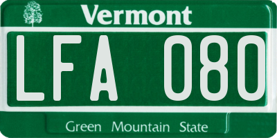VT license plate LFA080