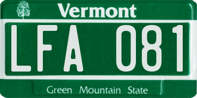 VT license plate LFA081