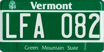 VT license plate LFA082